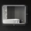 HOMCOM Dimmable Bathroom Mirror with Lights, 35" x 28" Backlit LED Mirror w/ Anti-Fog, Memory & Infinite Color Temperature