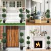 HOMCOM Set of 2 Artificial Ball Boxwood Topiary Trees, Fake Plants in Pot for Indoor Outdoor Living Room Green