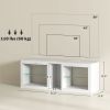 HOMCOM TV Stand Center for 55" with LED Lights and Power Outlets TV Television Cabinet with Adjustable Shelves High Gloss White