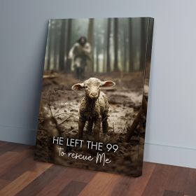 1 Piece Canvas Painting With Wood Frame, Ready To Hang, He Left 99 Sheep To Save Me, Man And Lost Sheep, Christian Wall Art, Framed Mural Print, (Option: 24X18inch)